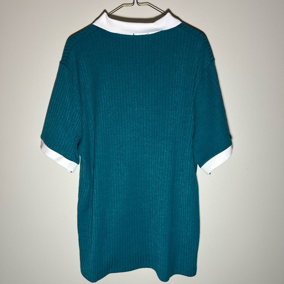 Ouku Men's Shirt Size XL Short Sleeve Turquoise White Trim Golf Casual NWT - Picture 3 of 6